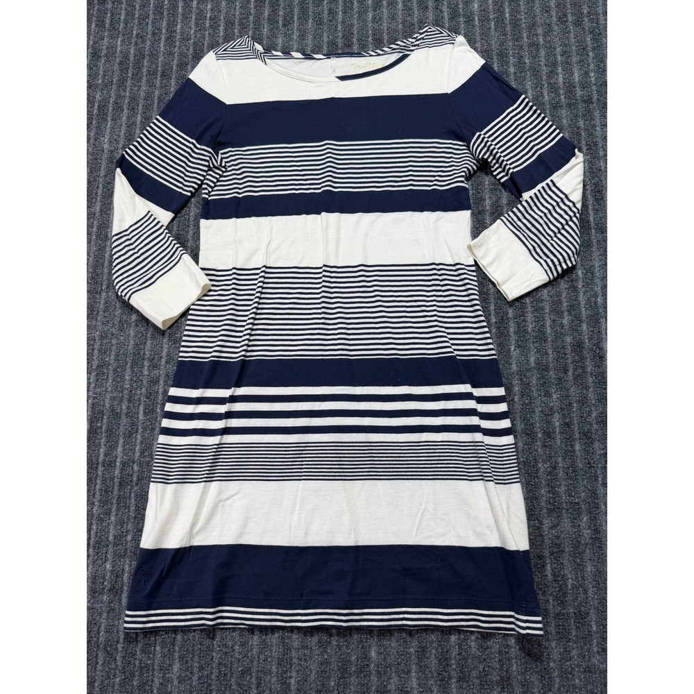 Lilly Pulitzer Dress Small Pima Cotton 3/4 Nautical Coastal Casual Boat Neck